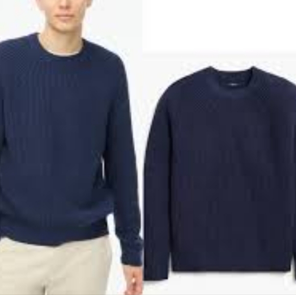 J Crew Men's Raglan shaker-stitch crewneck sweater Sz L Fall